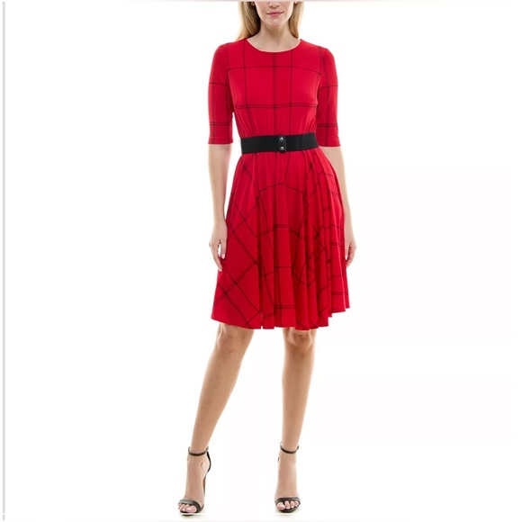 Julian Taylor NWT Red Plaid Women's Dress Pictured AS IS - Picture 11 of 11